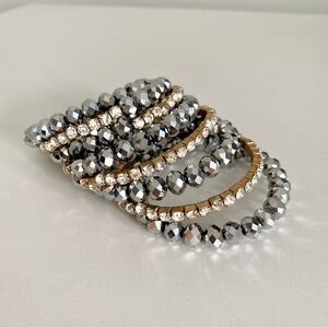Elegant Silver and Gold Beaded & Rhinestone Wrap Bracelet
